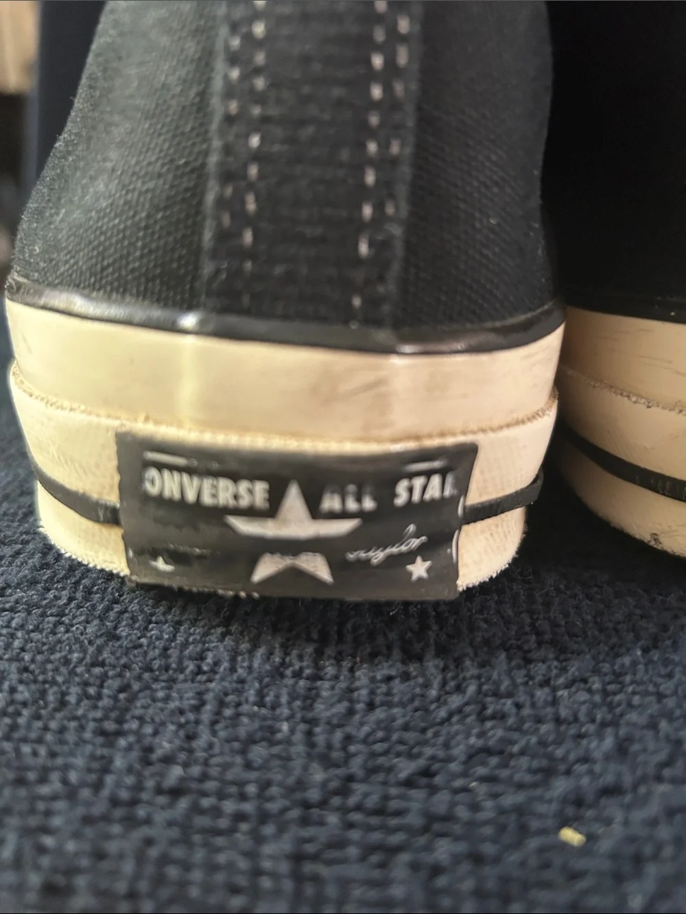 Chuck Taylor Converse All Star 70 Canvas Black High Top Sneakers w White Toe Cap